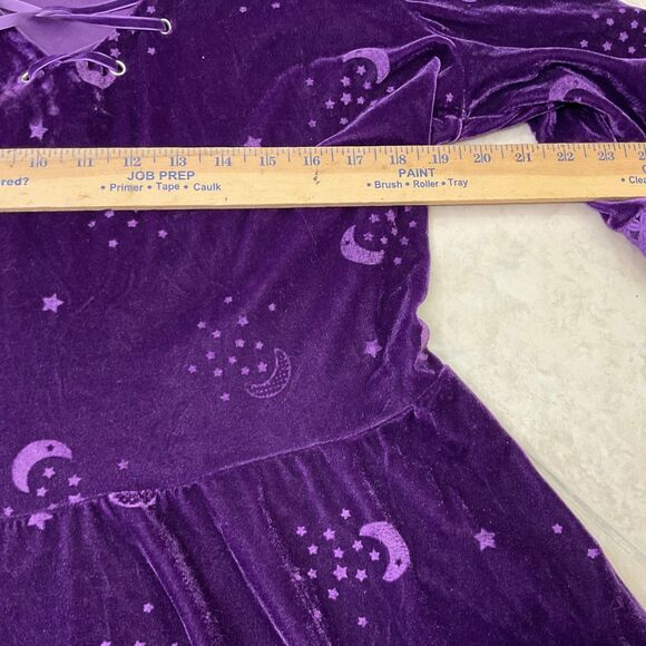 Spirit Halloween Midnight Sorceress Velour Hooded mini Dress XL Moon Stars - Picture 8 of 10